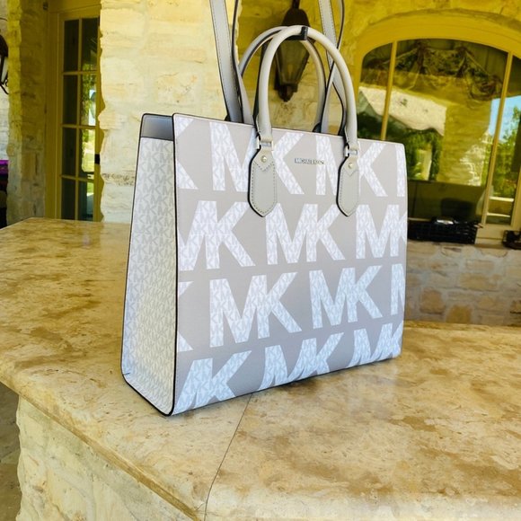 Michael Kors Large Everly  Tote&wallet set signature BNWT White grey - Picture 4 of 16
